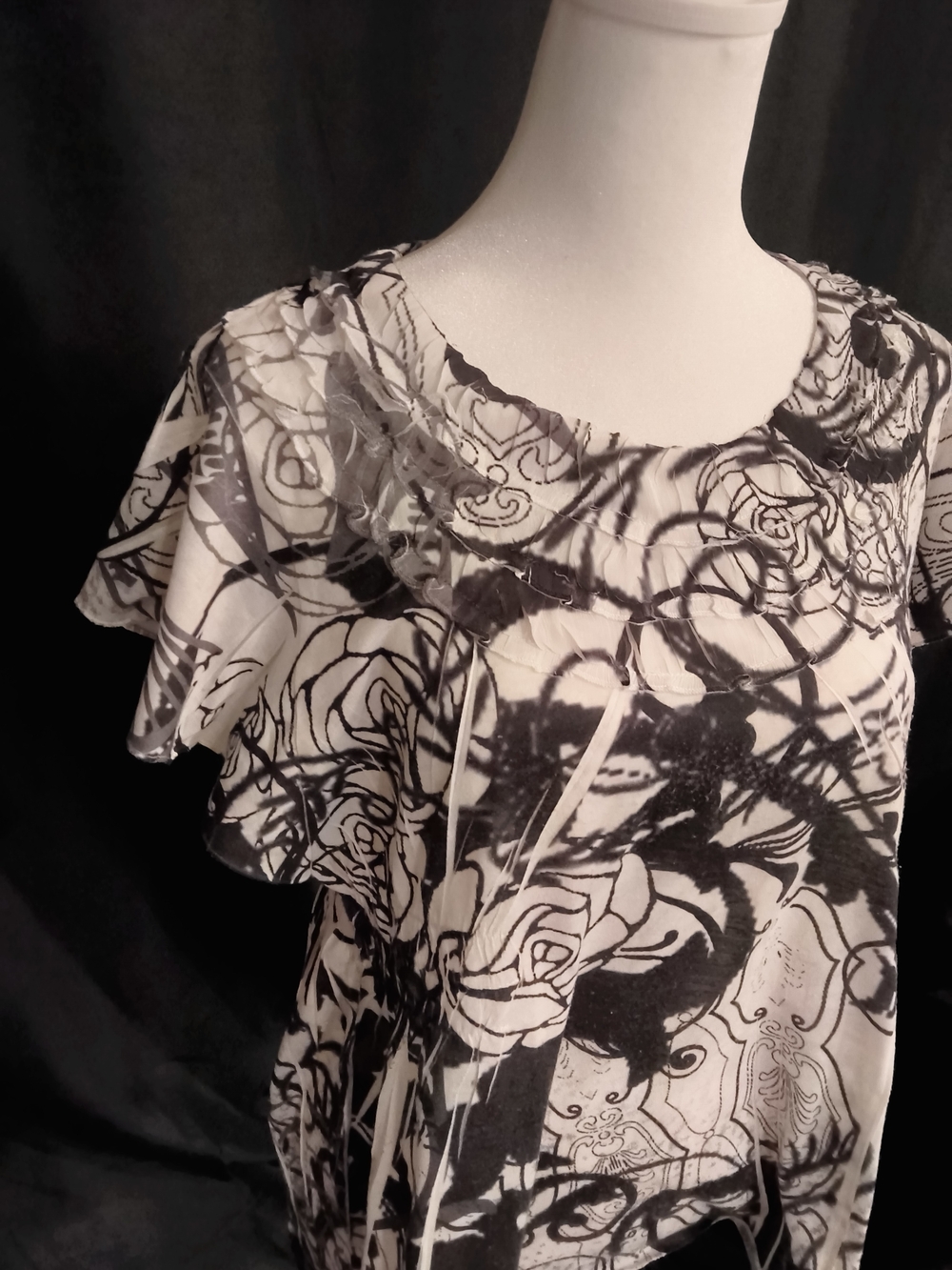 Style & Co. Short-Sleeve Abstract Floral Tee in Gray and White - Picture 2 of 6